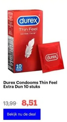 Bol.com Durex condooms thin feel extra dun 10 stuks aanbieding