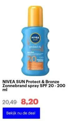 Bol.com Nivea sun protect & bronze zonnebrand spray spf 20 - 200 ml aanbieding