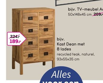 Leen Bakker Kast Dean met 8 lades 93x55x35 cm aanbieding