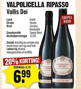 Dirck 3 Valpolicella Ripasso Vallis Dei 20% Korting aanbieding