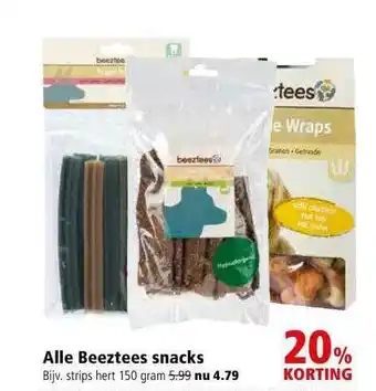 Welkoop Alle Beeztees Snacks 20% Korting 150g aanbieding