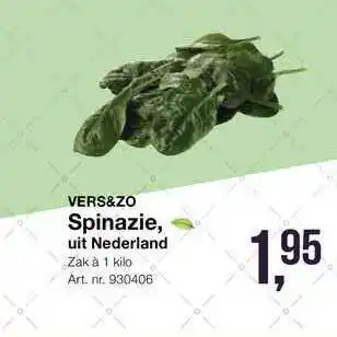 Bidfood Vers&Zo Spinazie, Uit Nederland 1 kilo aanbieding