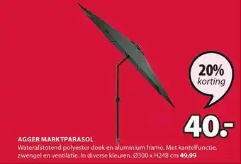 Jysk Agger Marktparasol 20% Korting aanbieding