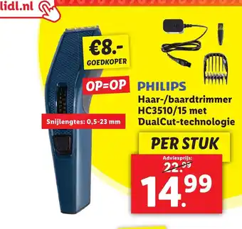 Lidl Philips Haar-/baardtrimmer HC3510/15 met DualCut-technologie per stuk aanbieding