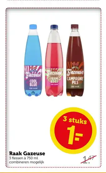 Coop Raak Gazeuse 3 flessen a 750 ml aanbieding