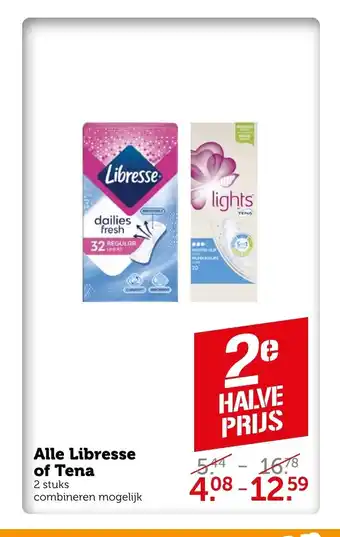 Coop Alle Libresse of Tena 2 stuks aanbieding