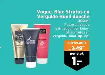 Trekpleister Vogue, Blue Stratos en Vergulde Hand douche 200 ml aanbieding