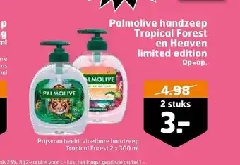 Trekpleister Palmolive handzeep Tropical Forest en Heaven limited edition 2 stuks aanbieding