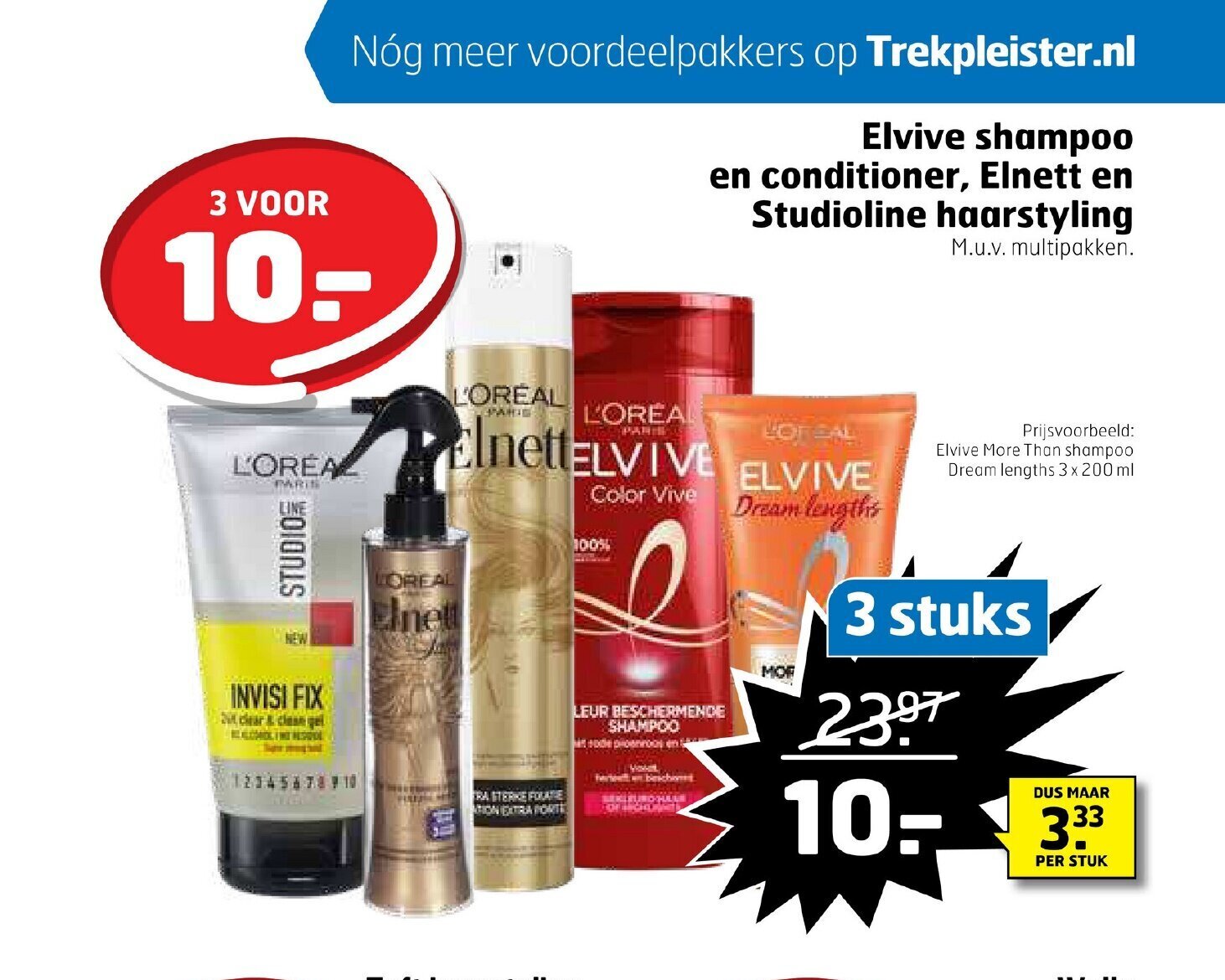 Elvive More Than shampoo Dream lengths 3 x 200 ml aanbieding bij