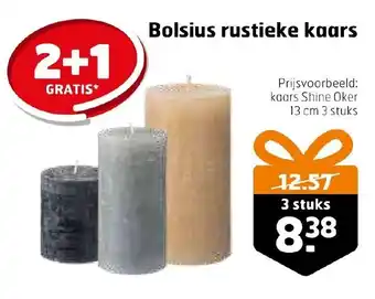 Trekpleister Bolsius rustieke kaars 13 cm 3 stuks 2+1 Gratis aanbieding