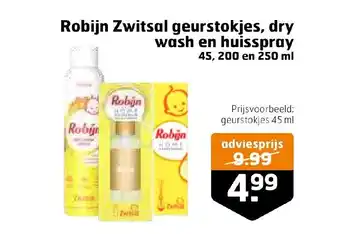 Trekpleister Robijn Zwitsal geurstokjes, dry wash en huisspray 45, 200 en 250 ml aanbieding