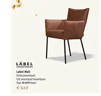 Piet Klerkx Label mali eetkamerstoel aanbieding