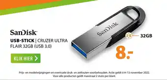 Expert SanDisk USB-stick cruzer ultra flair 32GB (USB 3.0) aanbieding