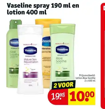 Kruidvat Vaseline spray 190 ml en lotion 400 ml aanbieding