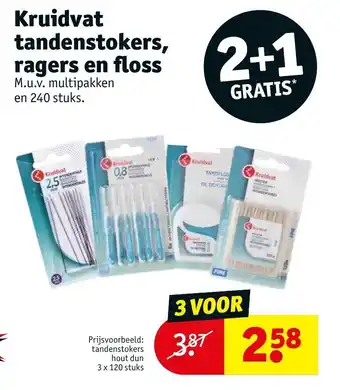 Kruidvat tandenstokers, ragers en floss 2+1 gratis aanbieding