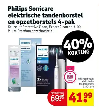 Kruidvat Philips Sonicare elektrische tandenborstel en opzetborstels 4-pak aanbieding