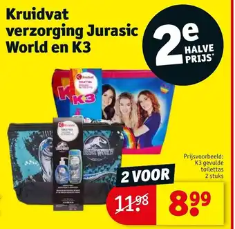 Kruidvat verzorging Jurasic World en K3 aanbieding