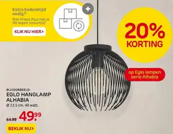 Praxis Eglo hanglamp alhabia 23.5 cm aanbieding