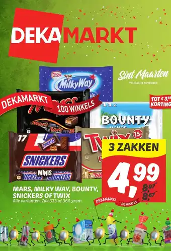 Dekamarkt Mars, Milkway, Bounty, Snickers of Twix aanbieding