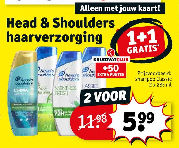 Head & shoulders 1+1 gratis aanbieding bij Kruidvat