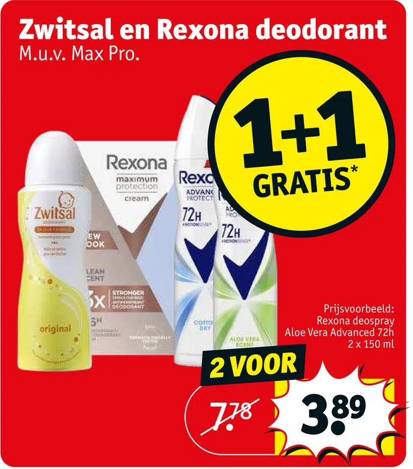 Zwitsal en rexona deodorant aanbieding bij Kruidvat