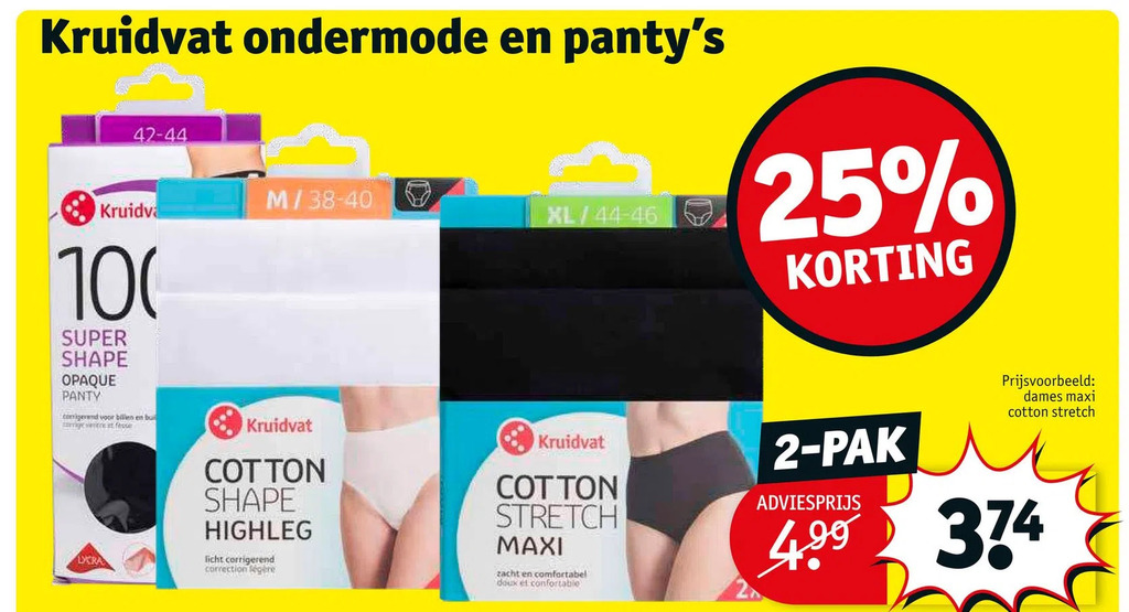 Kruidvat ondermode en panty's aanbieding bij Kruidvat