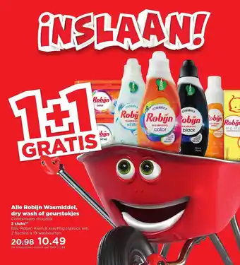 PLUS Alle robij wasmiddel, dry wash of geurstokjes 1+1 gratis aanbieding