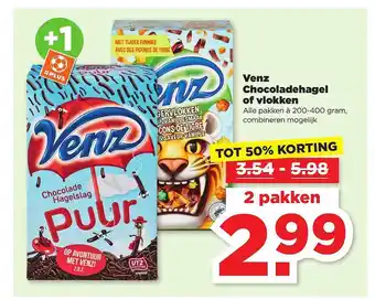 PLUS Venz chocoladehagel of vlokken tot 50% korting aanbieding