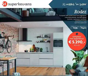 Superkeukens Rodez compleet met combi-oven met magnetron, inductiekookplaat, wandafzuigkap, koelkast, vaatwasser, werkblad, spoelbak en 5  aanbieding