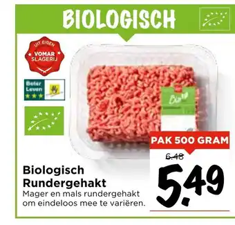 Vomar Voordeelmarkt Biologisch Rundergehakt 500 gram aanbieding