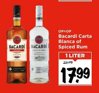 Vomar Voordeelmarkt Bacardi Carta Blanca of Spiced Rum 1 liter aanbieding