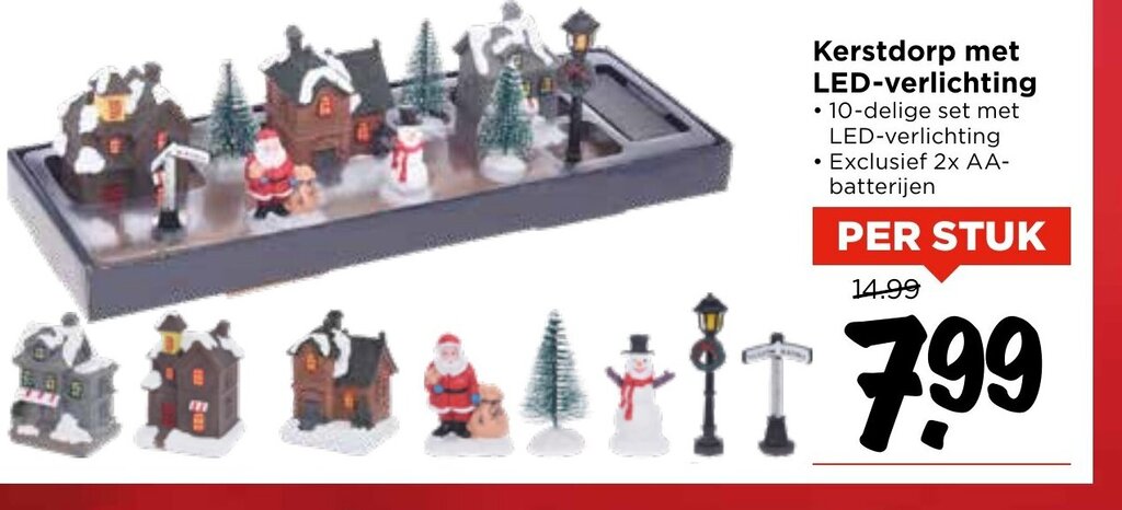 Houten Kerstdorp met kersttafereel en hertjes - Kerstdecoratie De Smedt