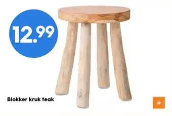 Blokker Blokker kruk teak aanbieding