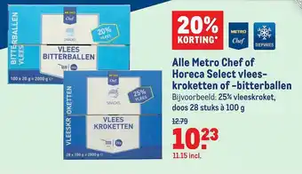 Makro Alle Metro Chef Of Horeca Select Vleeskroketten Of -bitterballen 20% Korting aanbieding