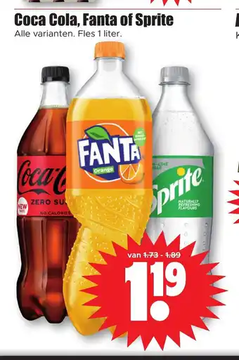 Dirk Coca Cola, Fanta of Sprite 1 liter aanbieding