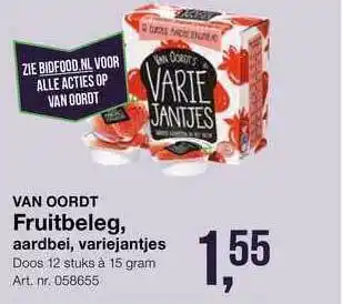 Bidfood Van Oordy Fruitbeleg, Aardbei, Variejantjes 15g aanbieding