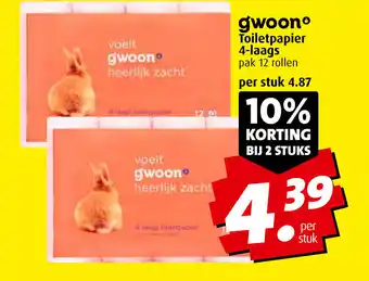 Boni G'woon toiletpapier 4 laags 12 rollen aanbieding