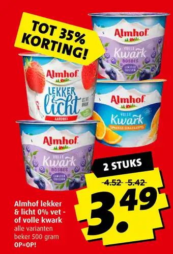 Boni Almhof lekker & licht 0% vet of volle kwark 500 gram aanbieding