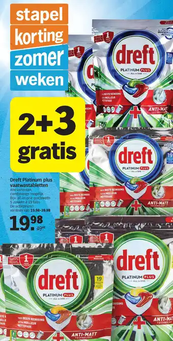 Albert Heijn Dreft Platinum plus vaatwastabletten aanbieding