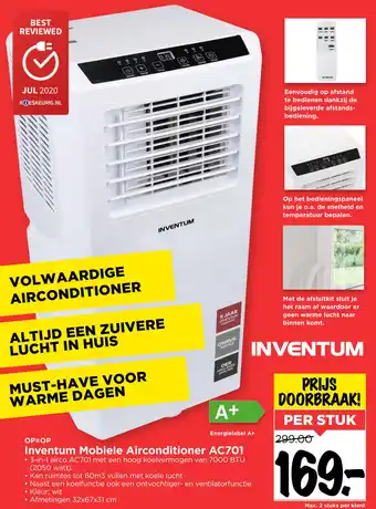 Vomar Voordeelmarkt Inventum Mobiele Airconditioner AC701 aanbieding