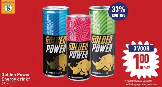 Golden power energy drink* aanbieding bij ALDI