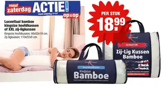 ALDI Lucovitaal  Bamboe kingsize hoofdkussen of XXL xzij-ligkussen aanbieding