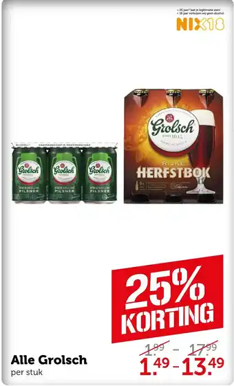 Coop Alle grolsch aanbieding