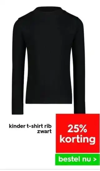 HEMA Kinder t-shirt rib zwart aanbieding