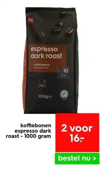 HEMA Koffiebonen espresso dark roast - 1000 gram aanbieding