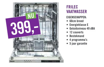 Keukendepot Frilec vaatwasser aanbieding