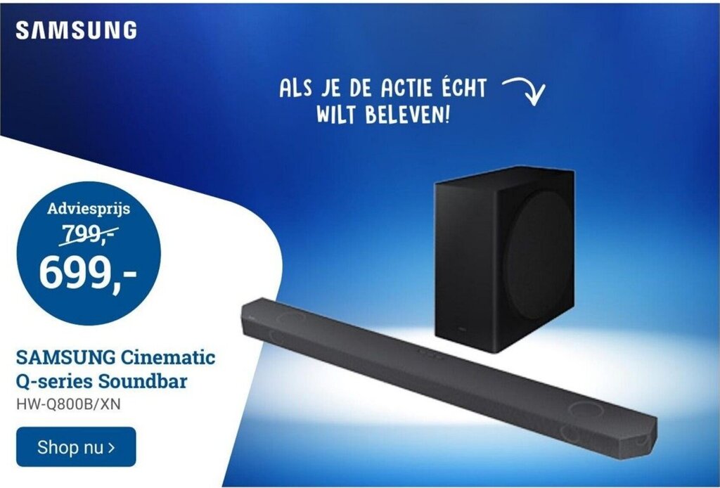 Samsung Cinematic Q Series Soundbar Hw Q800b Xn Aanbieding Bij Bcc