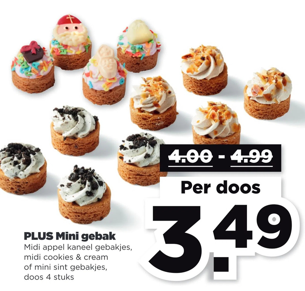 Plus mini gebak aanbieding bij PLUS