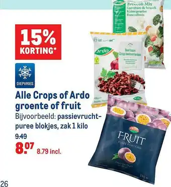 Makro Alle Crops Of Ardo Groente Of Fruit 15% Korting aanbieding