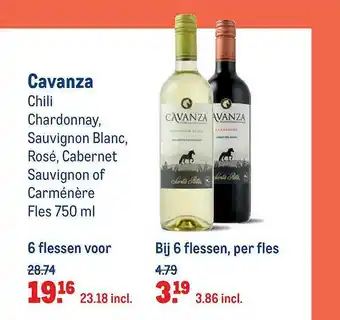 Makro Cavanza Chardonnay, Sauvignon Blanc, Rosé, Cabernet Sauvignon Of Carménère aanbieding